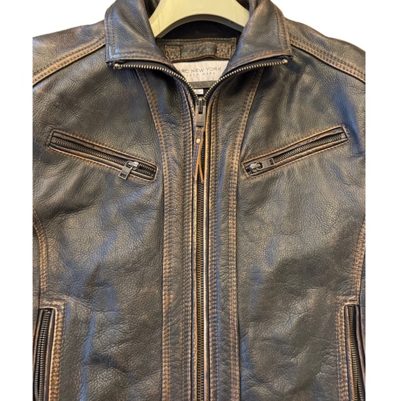 Andrew Marc Leather Bomber-Style Moto Jacket – Men’s Small - Picture 2 of 16